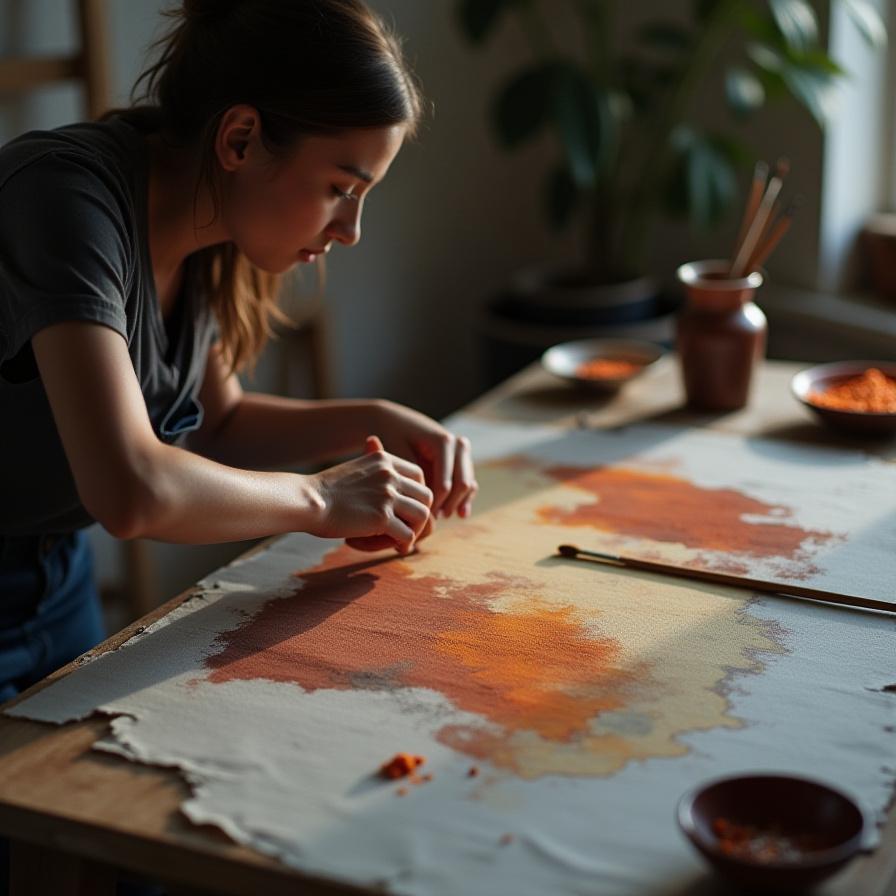 現代アーティストによる日本顔料を使った絵画制作