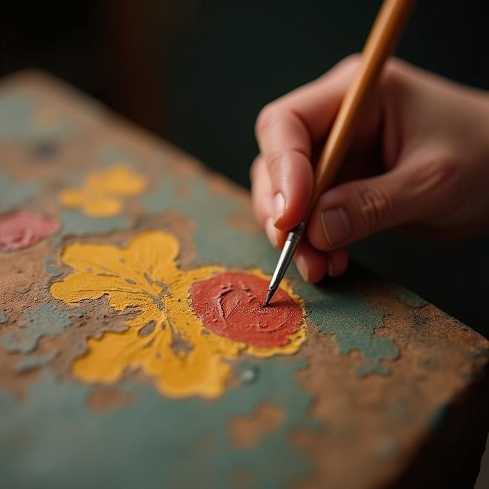 伝統工芸品の色彩修復作業